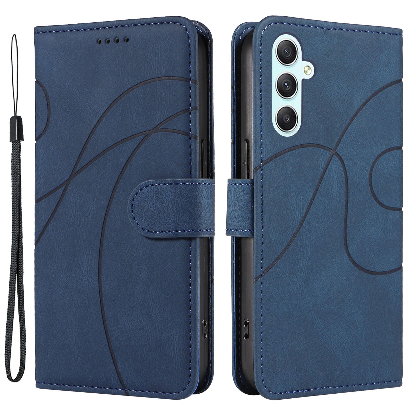 PU Leather Cover for Samsung Galaxy A34 5G Lines Imprinted Stand Wallet Phone Case PU Leather Cover for Samsung Galaxy A34 5G Lines Imprinted Stand Wallet Phone Case